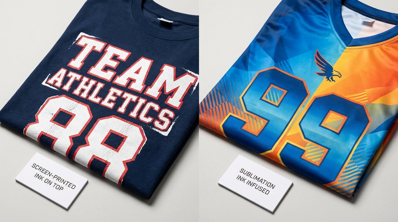 Comparatif sublimation vs sérigraphie FLARE CUSTOM