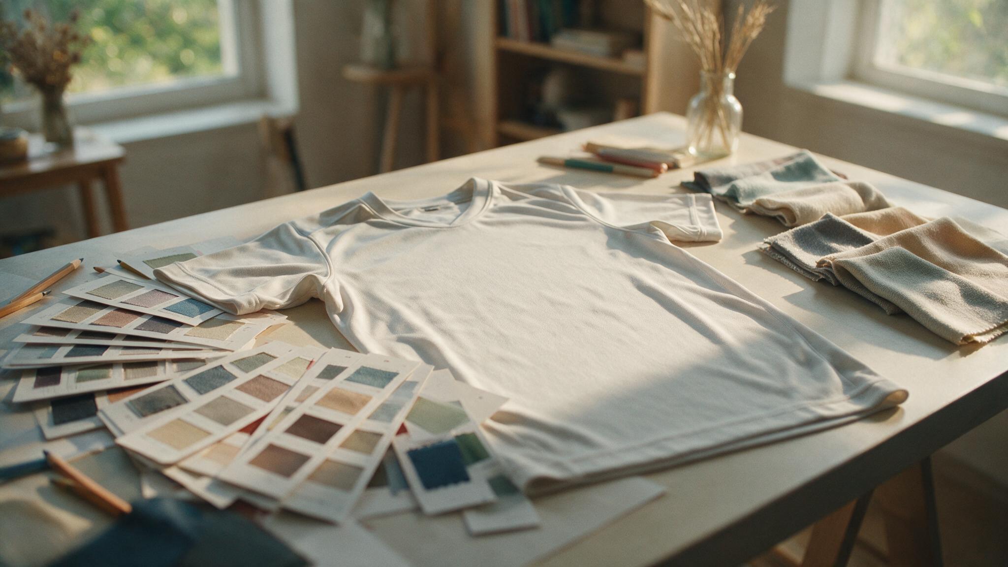 Bureau de création avec un maillot vierge et un nuancier de couleurs pour concevoir le maillot d'un club